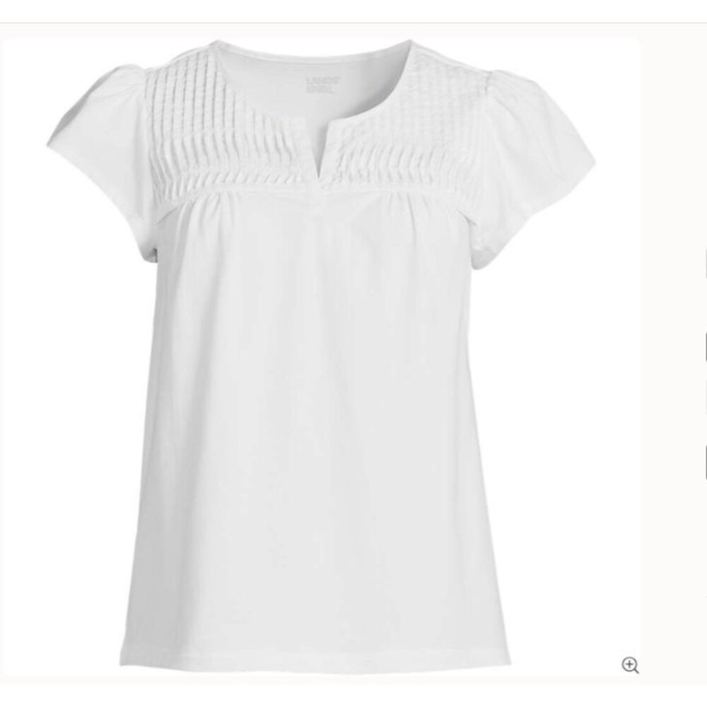 lands end top 3x white flutter tee shirt split neck spring summer new xxxl 22 - Picture 1 of 2